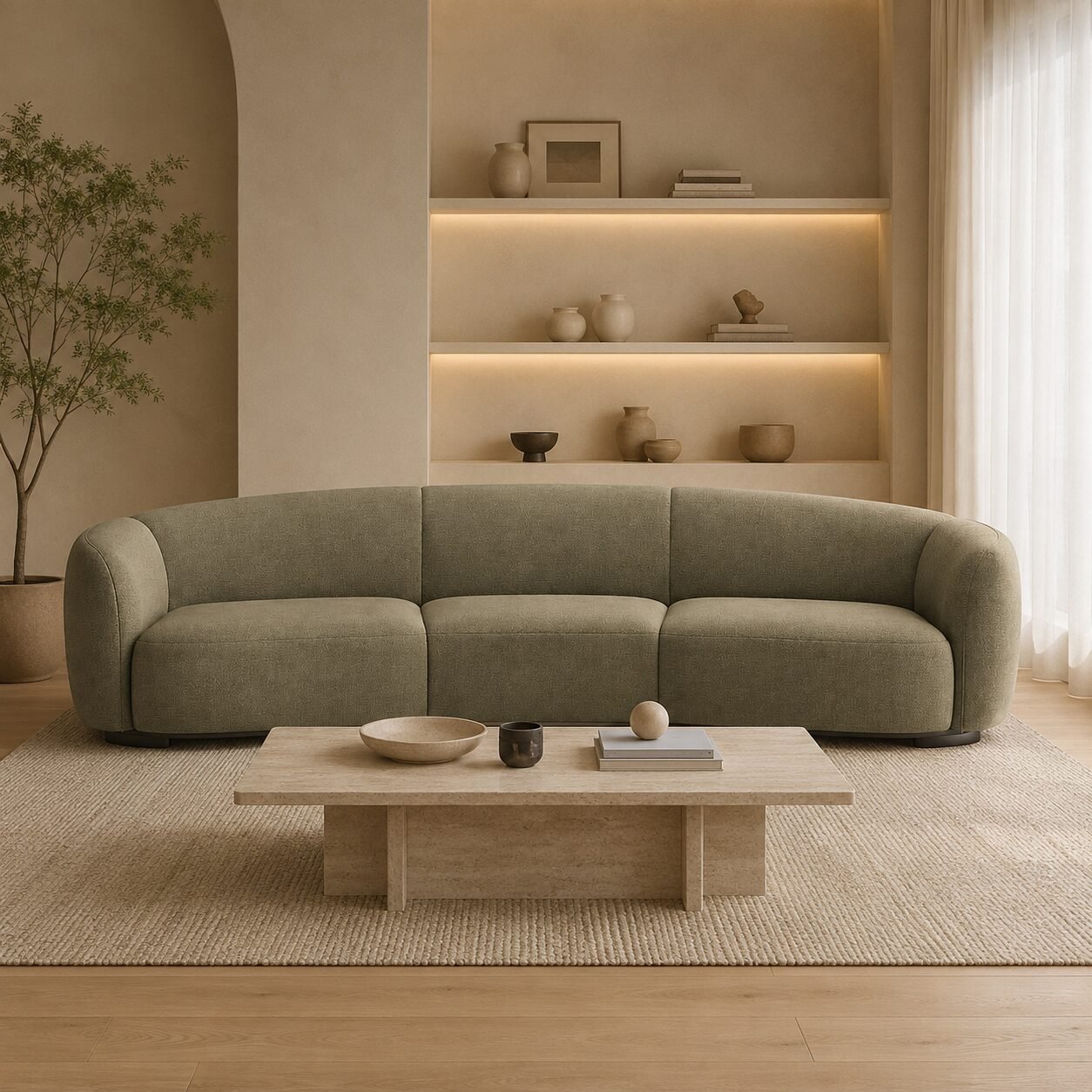 Kate Curved 4 Seater Sofa - Image 4