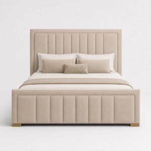 Modern Upholstered Bed Frame with Geometric Design