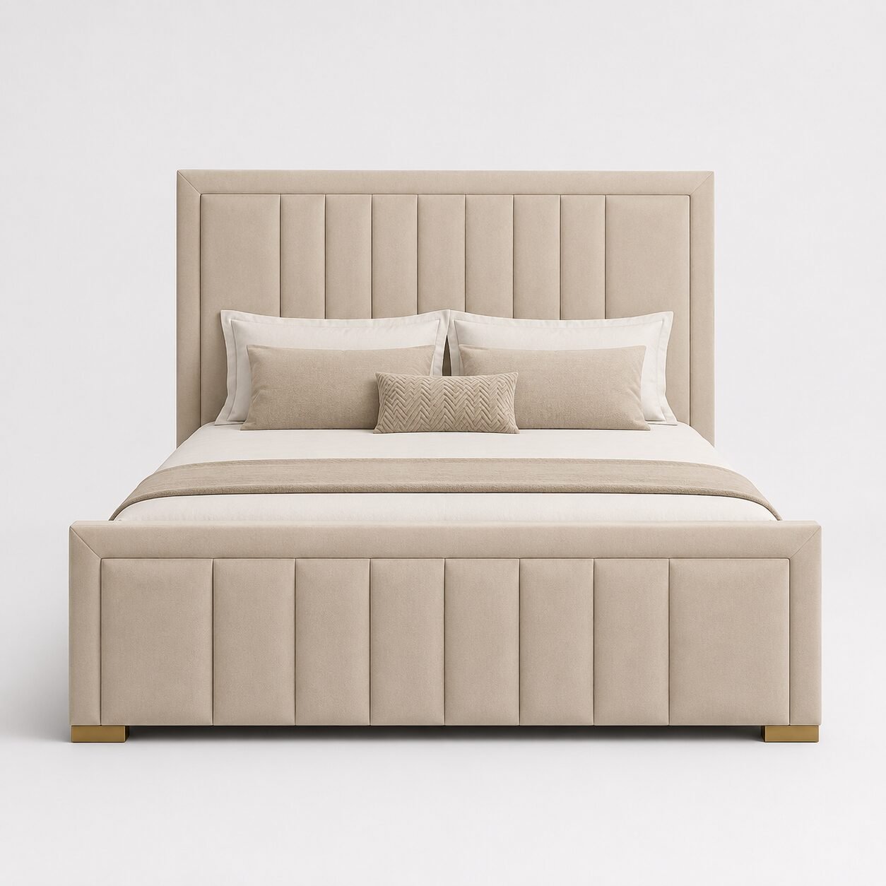 Modern Upholstered Bed Frame with Geometric Design