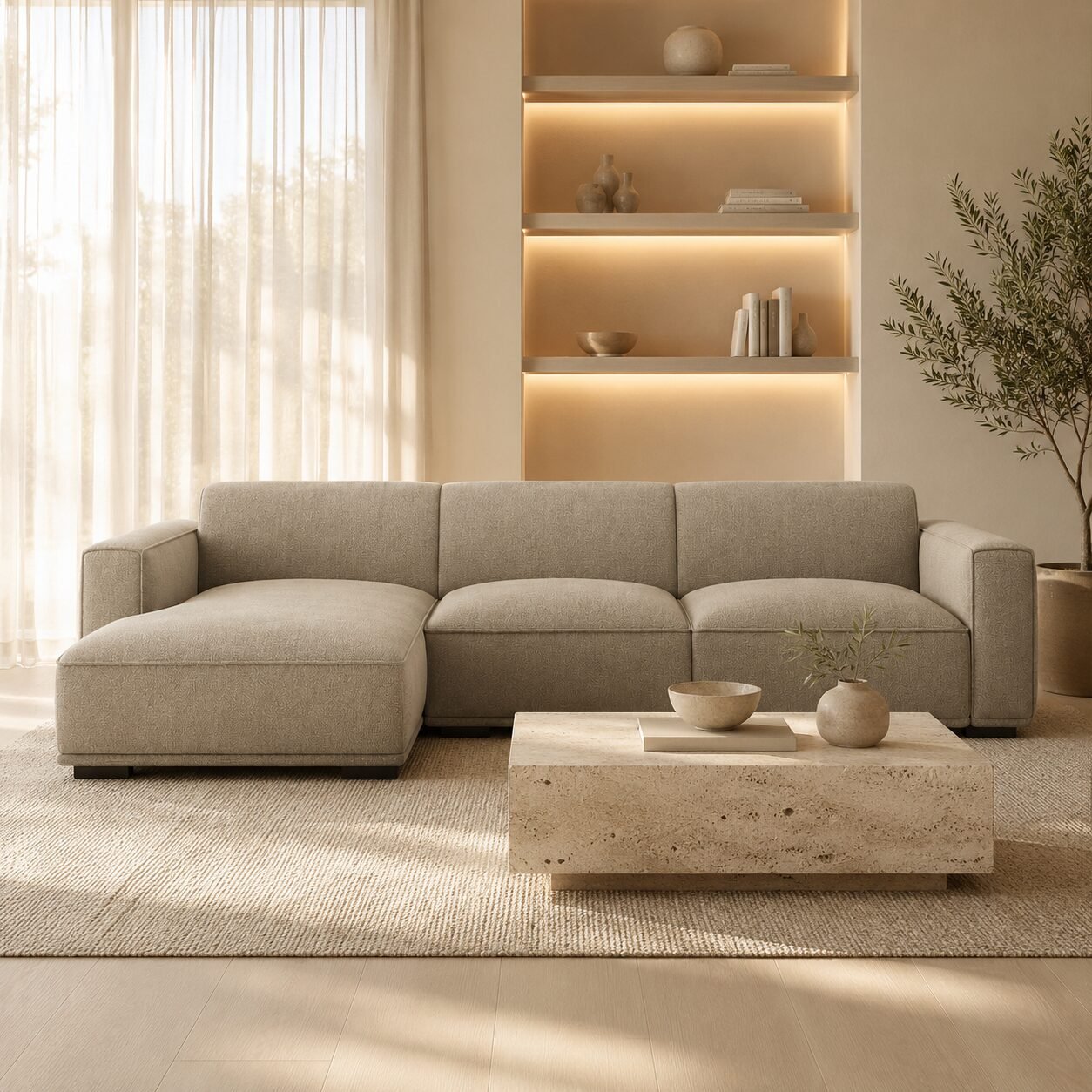 Off-white Left Corner Sofa - Image 2